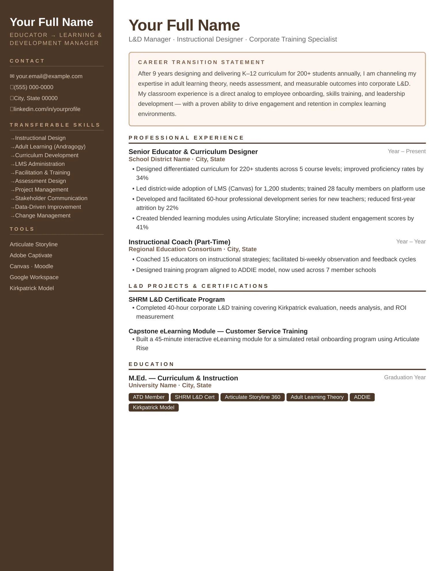 Career Transition Resume
