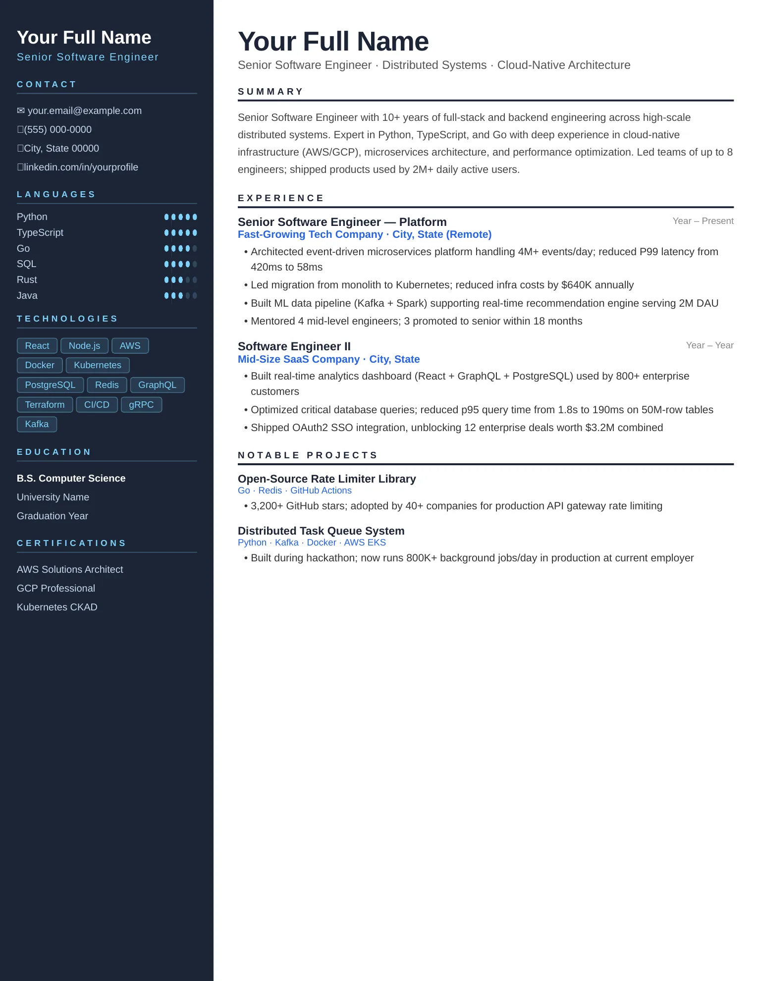 Two Column Modern Tech Resume