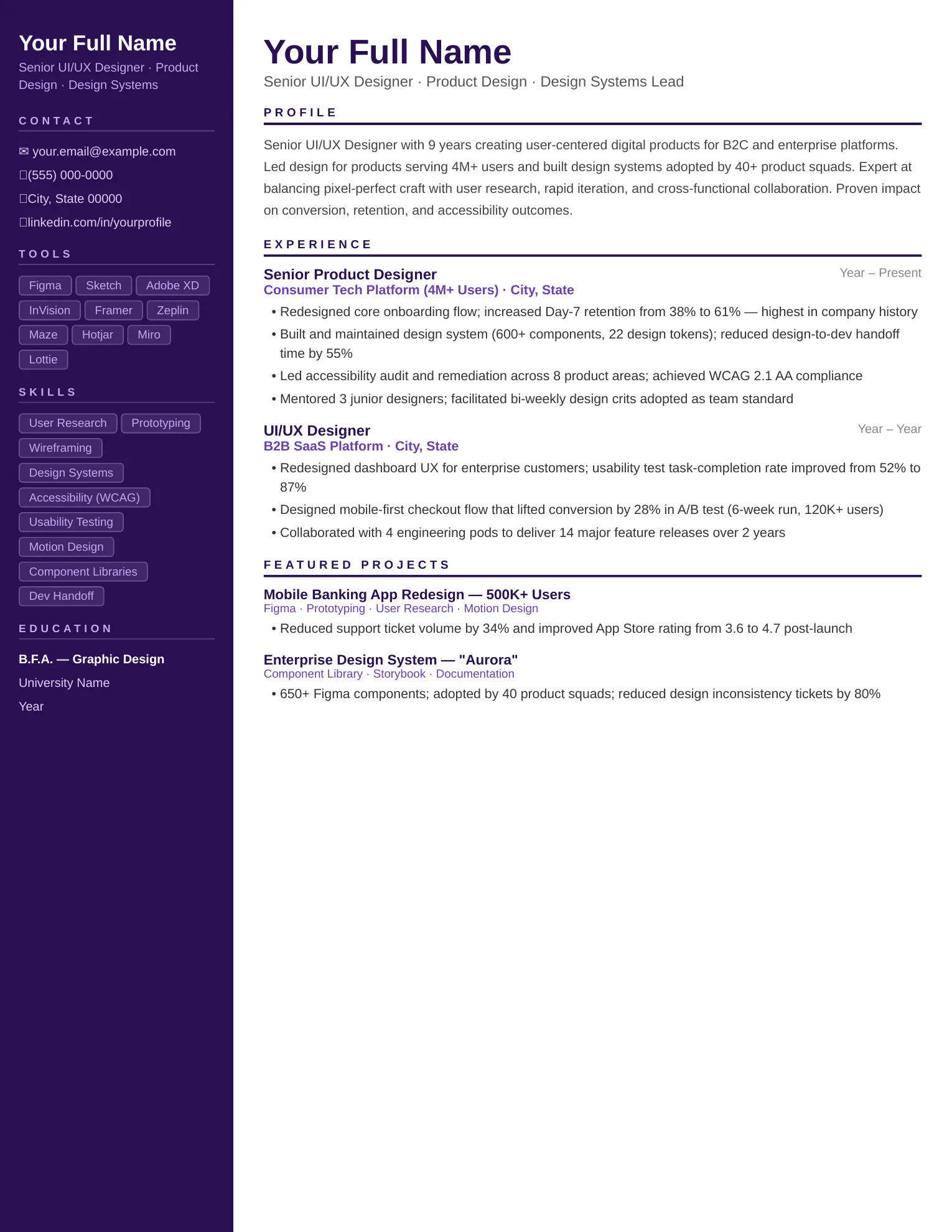 UI/UX Designer Resume
